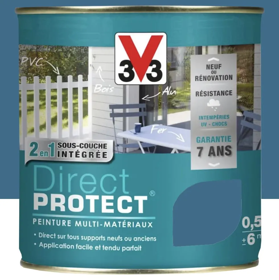 Peinture Glycéro Multi-matériaux V33 Direct Protect Bleu orage