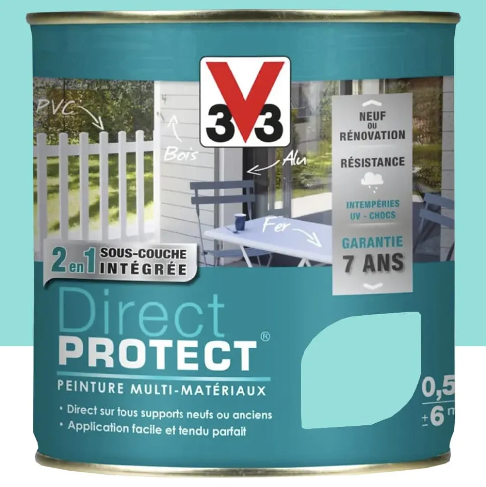 Peinture Glycéro Multi-matériaux V33 Direct Protect Bleu lagune