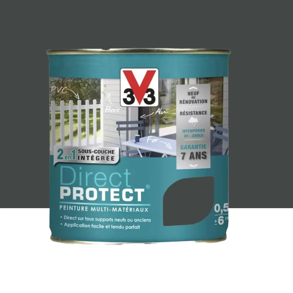 Peinture Glycéro Multi-matériaux V33 Direct Protect Anthracite métallisé