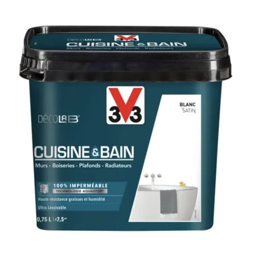 Peinture 100% imperméable Cuisine & bain V33 DécoLAB Blanc
