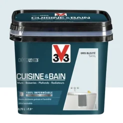Peinture 100% imperméable Cuisine & bain V33 DécoLAB Gris bleuté