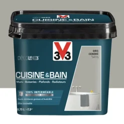 Peinture 100% imperméable Cuisine & bain V33 DécoLAB Gris cendré