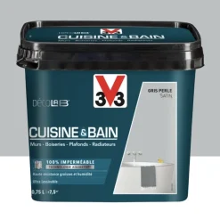 Peinture 100% imperméable Cuisine & bain V33 DécoLAB Gris perle