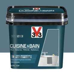 Peinture 100% imperméable Cuisine & bain V33 DécoLAB Bleu Profond