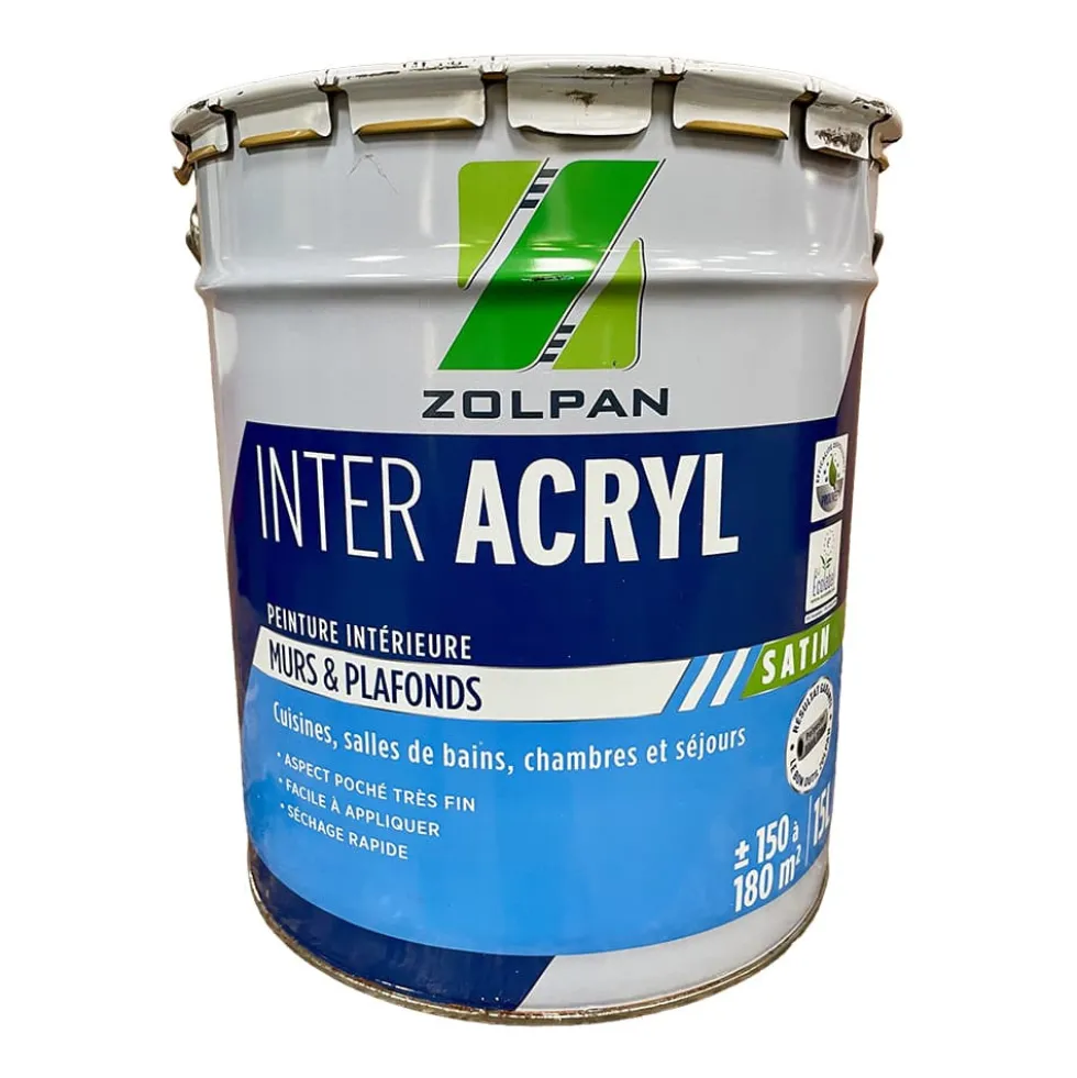 Peinture intérieure dépolluante pour murs & plafonds ZOLPAN Inter Acryl Satin 15L