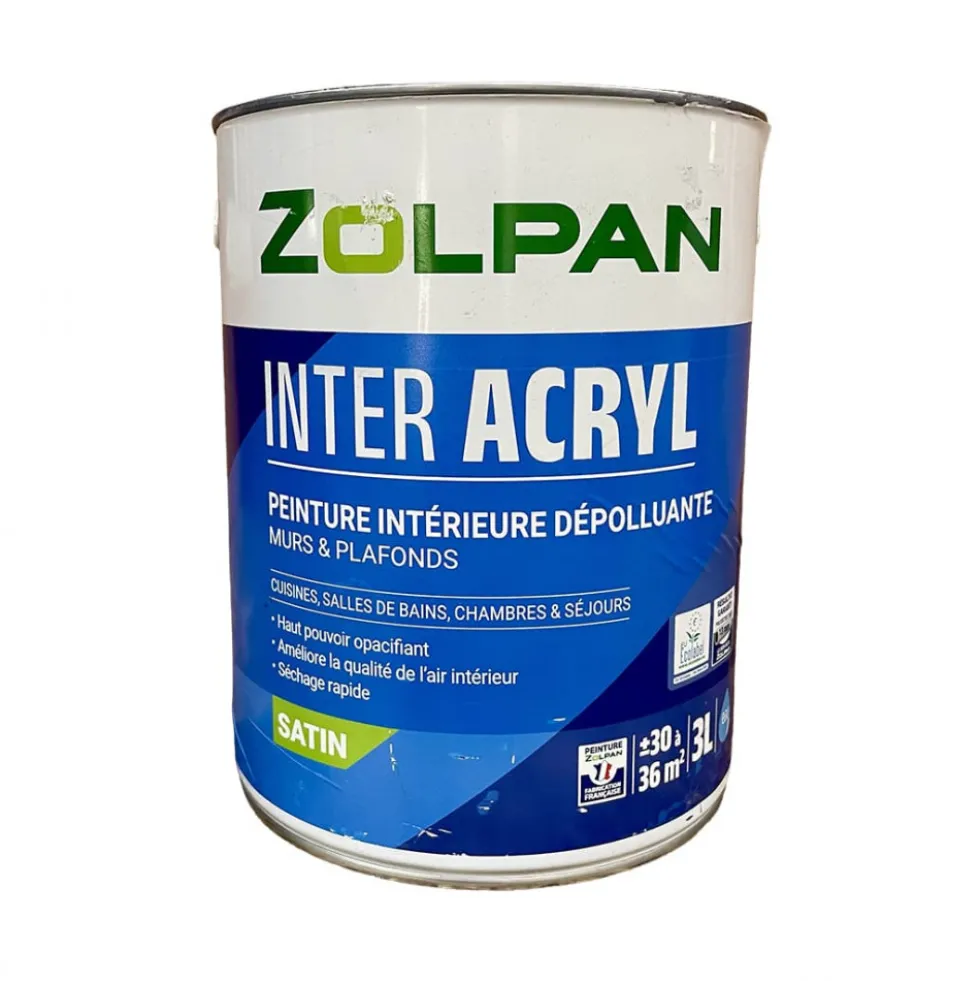 Peinture intérieure dépolluante pour murs & plafonds ZOLPAN Inter Acryl Satin 3L