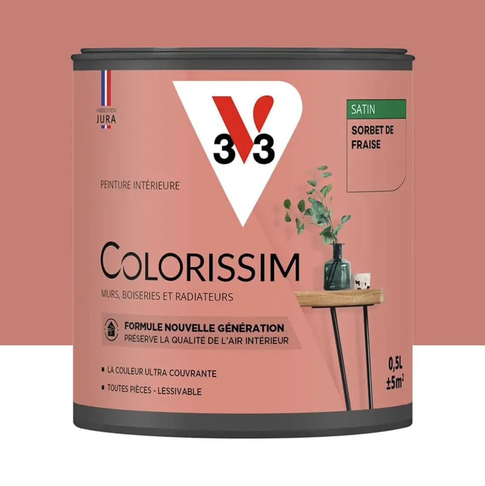Peinture intérieure V33 Colorissim Satin Sorbet fraise