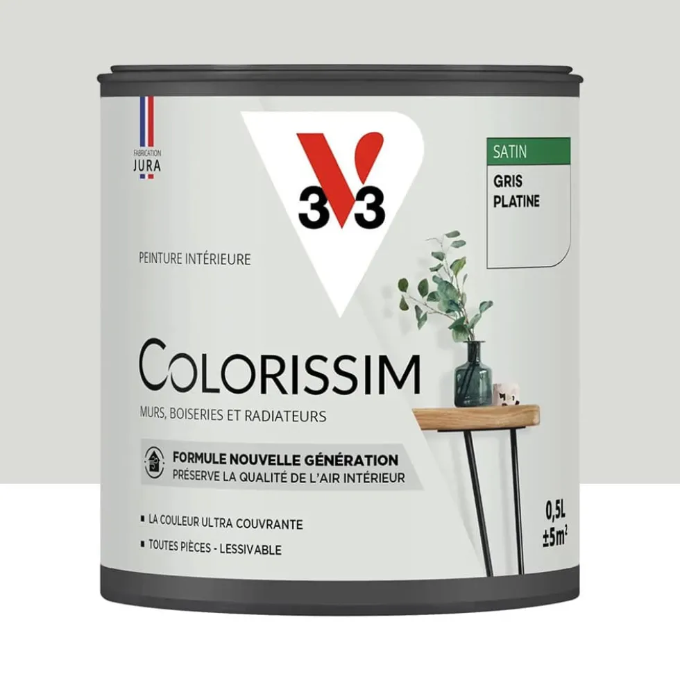 Peinture intérieure V33 Colorissim Satin Gris Platine