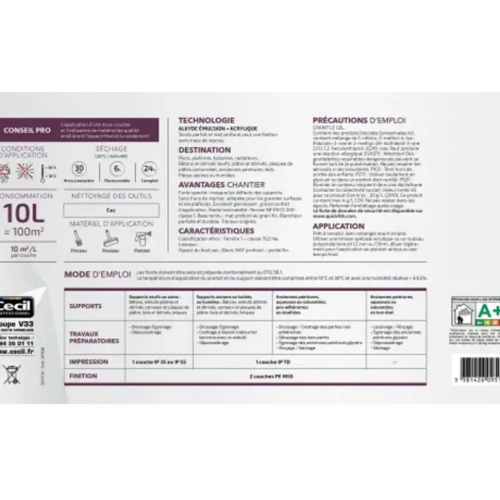 Peinture mat CÉCIL PE M55 Blanc