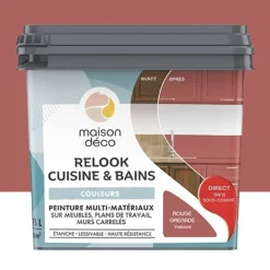 Peinture multi-matériaux sur meubles, plans de travail, murs carrelés MAISON DÉCO Relook Cuisine & Bains Rouge grenade