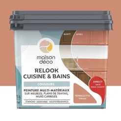 Peinture multi-matériaux sur meubles, plans de travail, murs carrelés MAISON DÉCO Relook Cuisine & Bains Terracotta