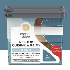 Peinture multi-matériaux sur meubles, plans de travail, murs carrelés MAISON DÉCO Relook Cuisine & Bains Bleu lagon