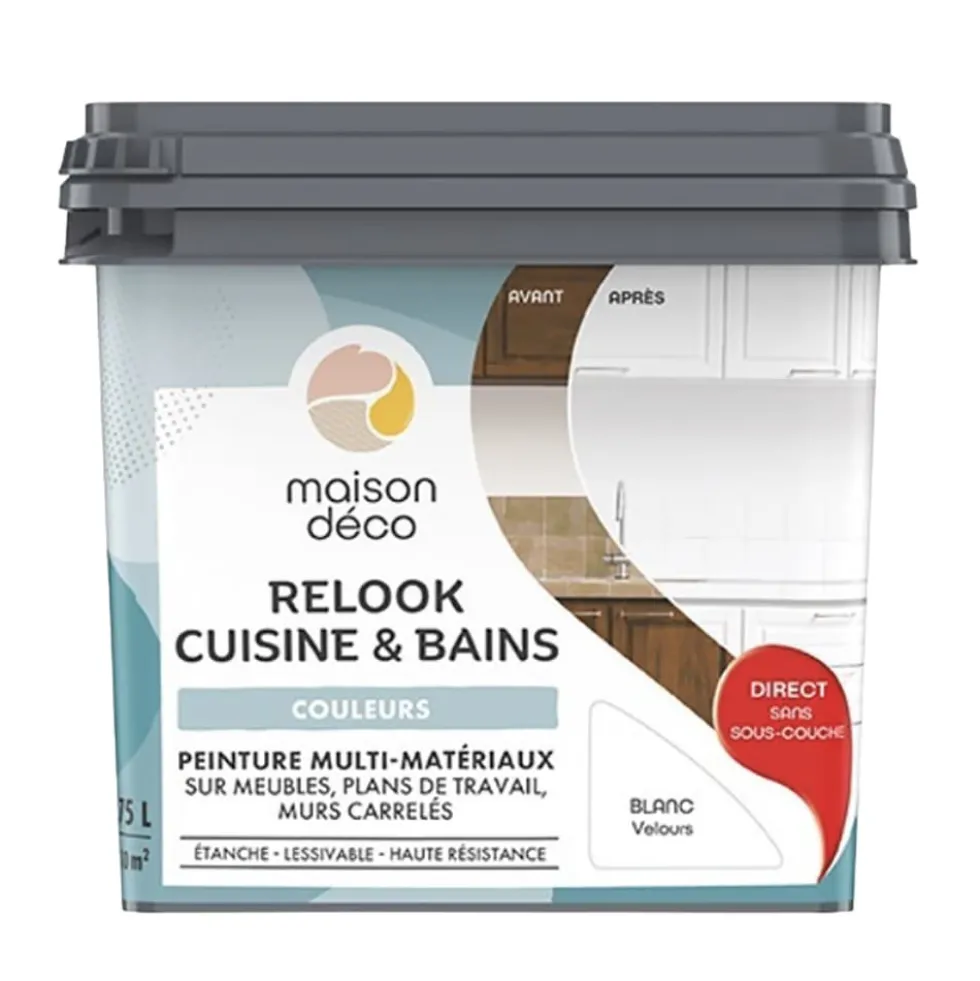 Peinture multi-matériaux sur meubles, plans de travail, murs carrelés MAISON DÉCO Relook Cuisine & Bains Blanc