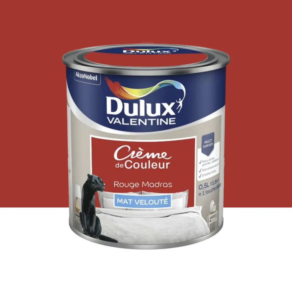 Peinture multi-supports Dulux Valentine Crème de Couleur Mat velouté Rouge Madras