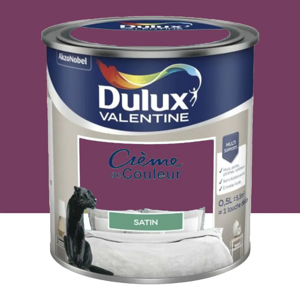 Peinture multi-supports Dulux Valentine Crème de Couleur Satin Crème de cassis