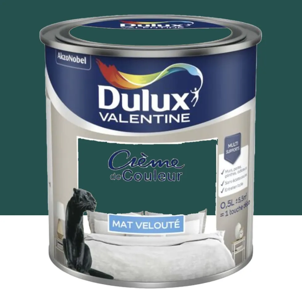 Peinture multi-supports Dulux Valentine Crème de Couleur Mat velouté Emeraude