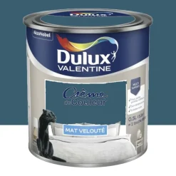 Peinture multi-supports Dulux Valentine Crème de Couleur Mat velouté Bleu paon