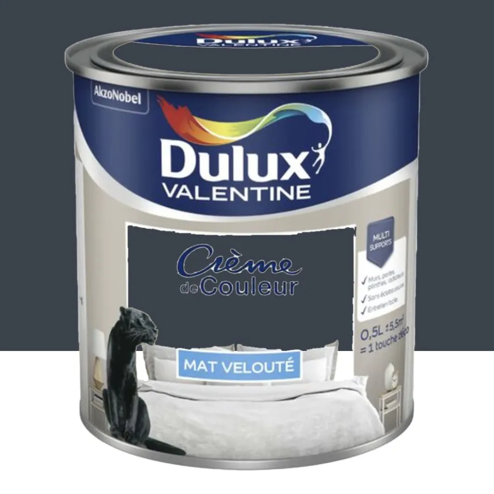 Peinture multi-supports Dulux Valentine Crème de Couleur Mat velouté Bleu d'encre