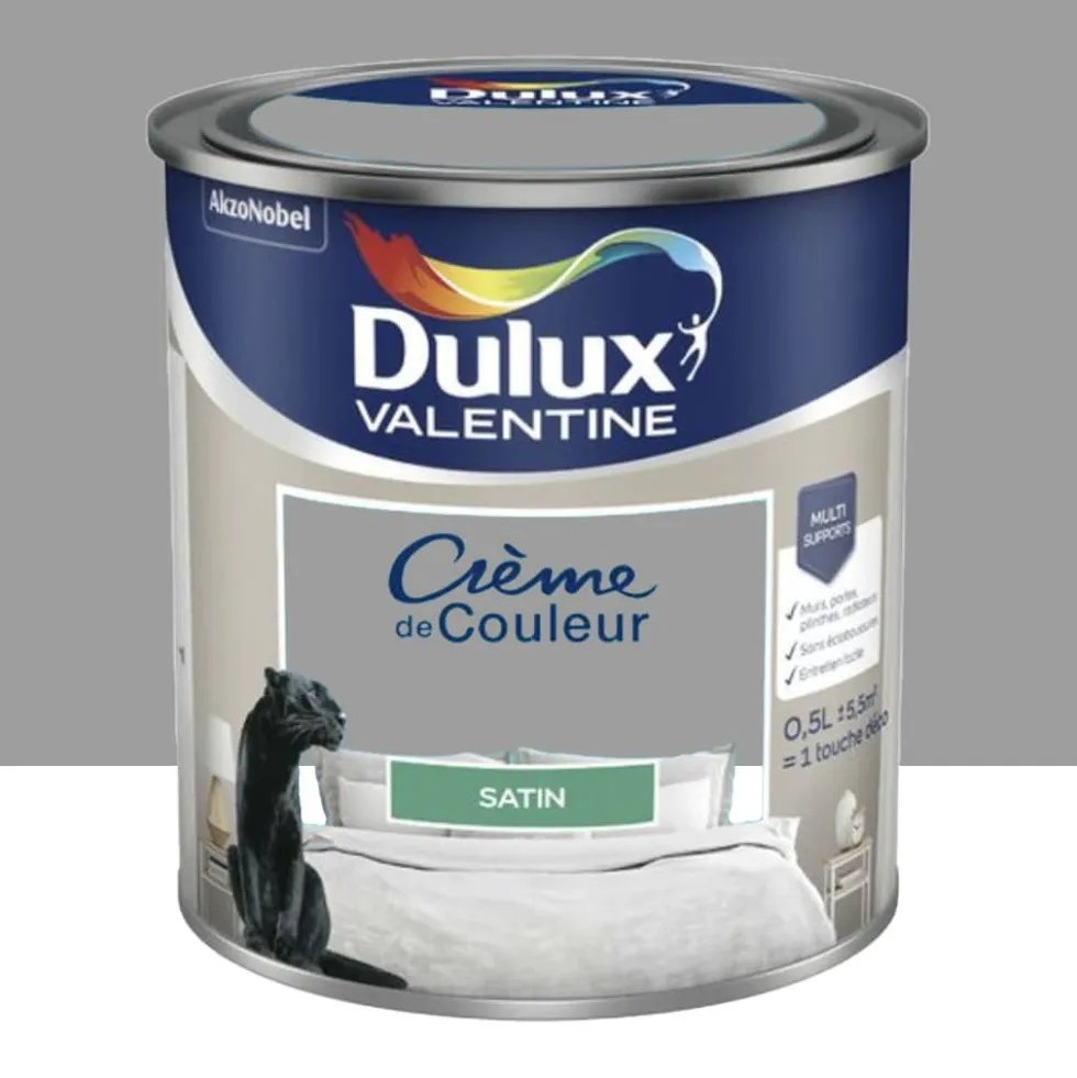 Peinture multi-supports Dulux Valentine Crème de Couleur Satin Titanium