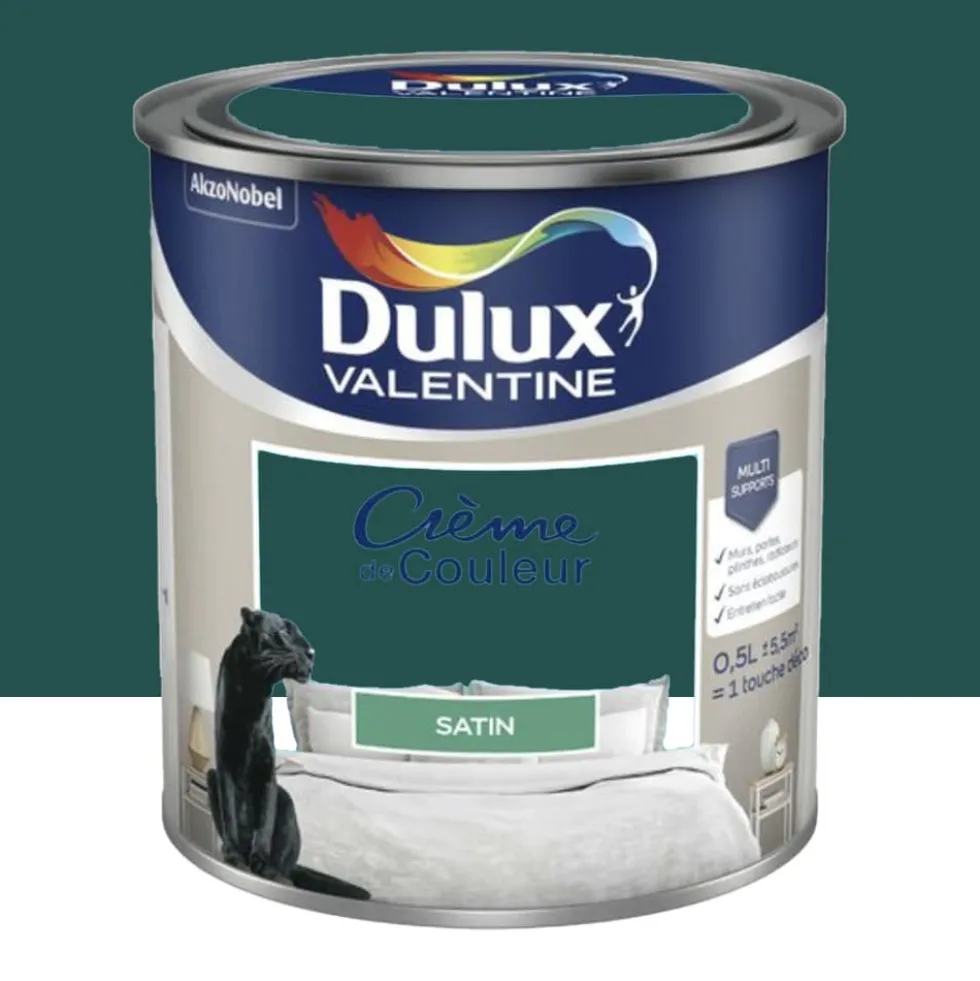 Peinture multi-supports Dulux Valentine Crème de Couleur Satin Emeraude