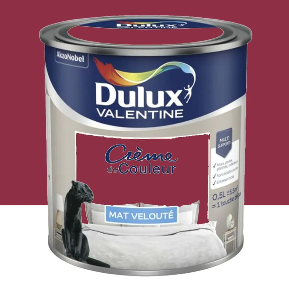 Peinture multi-supports Dulux Valentine Crème de Couleur Mat velouté Framboise