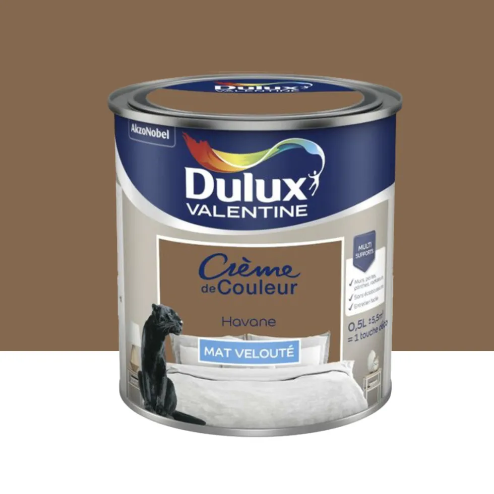 Peinture multi-supports Dulux Valentine Crème de Couleur Mat velouté Havane