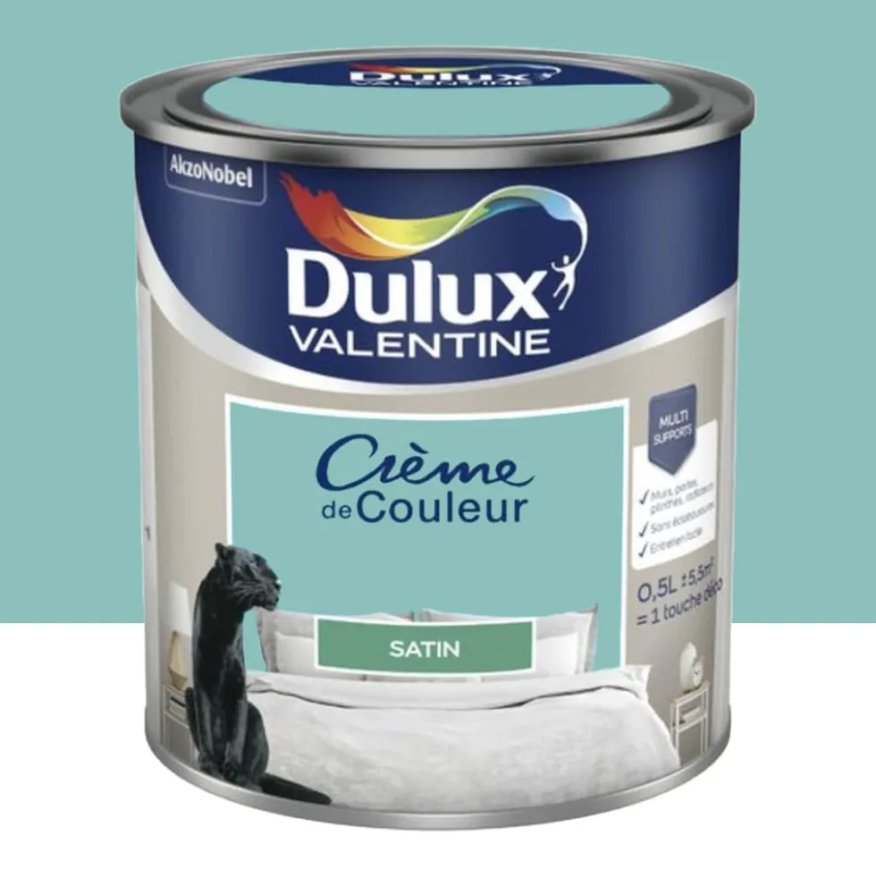 Peinture multi-supports Dulux Valentine Crème de Couleur Satin Vert jade
