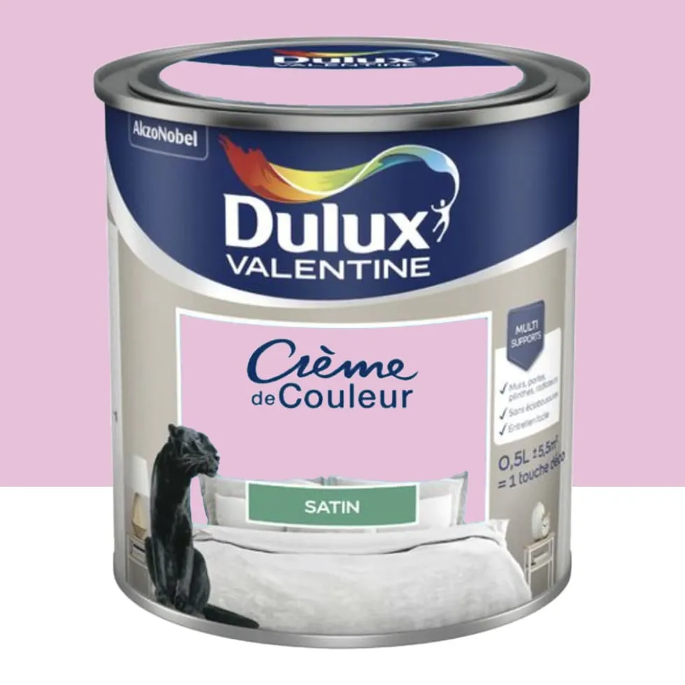 Peinture multi-supports Dulux Valentine Crème de Couleur Satin Baby doll