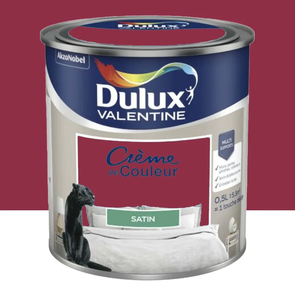 Peinture multi-supports Dulux Valentine Crème de Couleur Satin Framboise