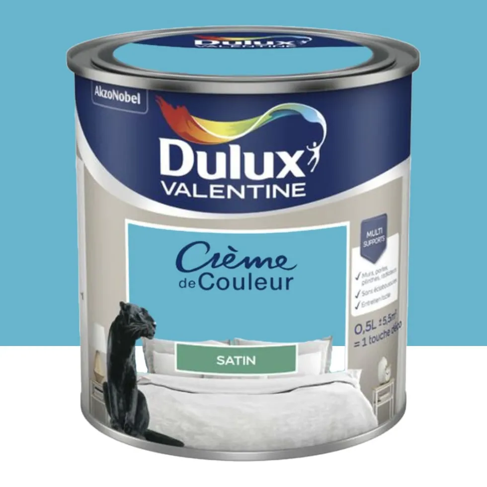 Peinture multi-supports Dulux Valentine Crème de Couleur Satin Bleu Caraïbes