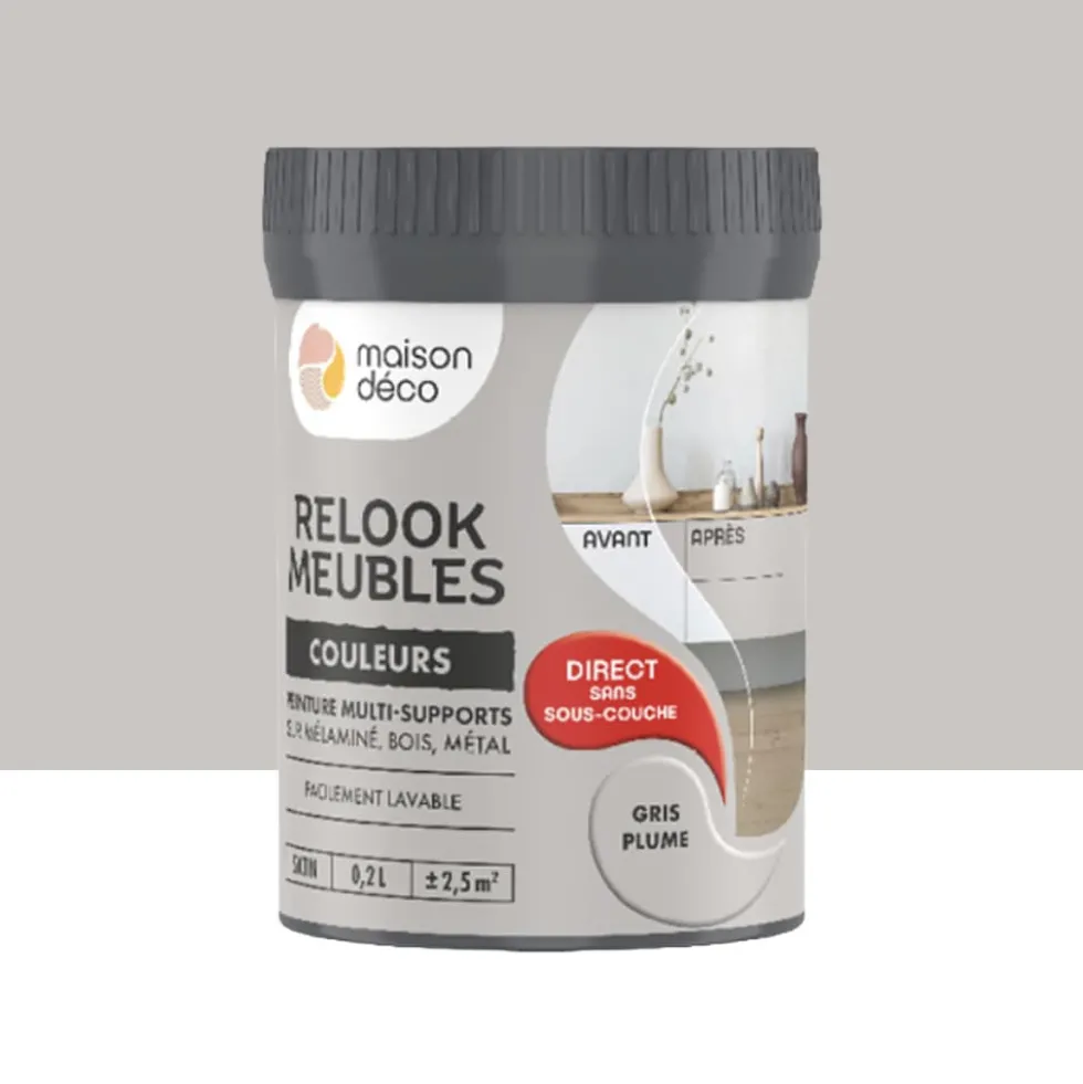 Peinture multi-supports Maison Déco Relook Meubles Les couleurs Satin Gris plume
