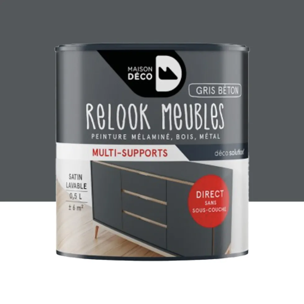 Peinture multi-supports Maison Déco Relook Meubles Satin Gris béton