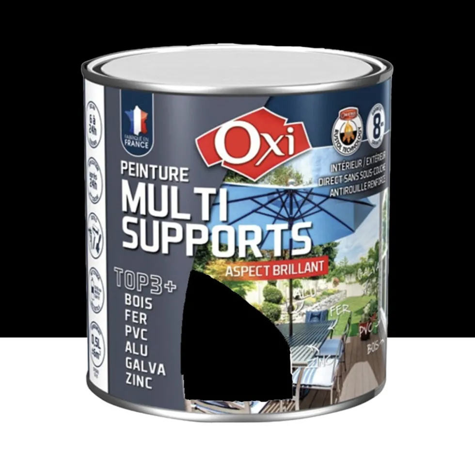 Peinture Multi-Supports Top3+ OXI Noir Brillant