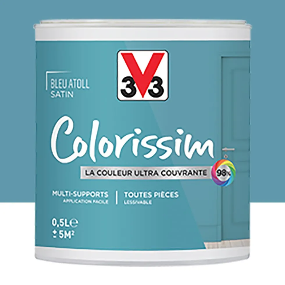 Peinture Multi-supports V33 Colorissim Satin Bleu atoll