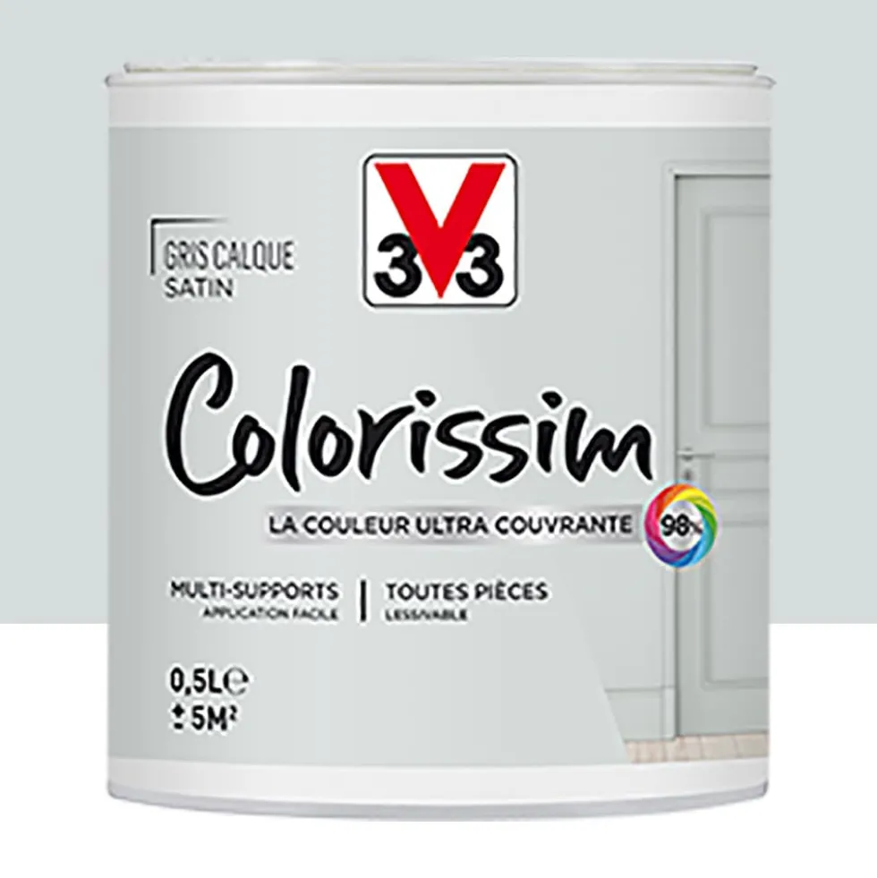 Peinture Multi-supports V33 Colorissim Satin Gris calque