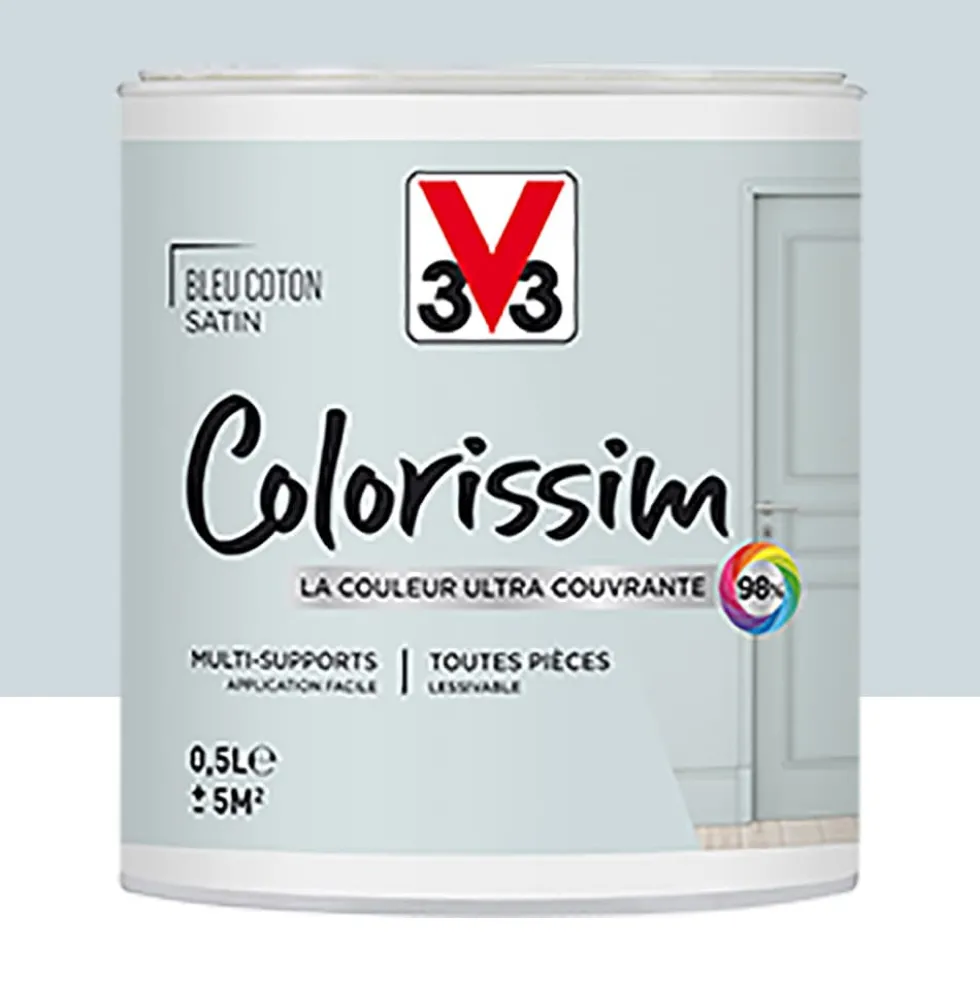 Peinture Multi-supports V33 Colorissim Satin Bleu coton