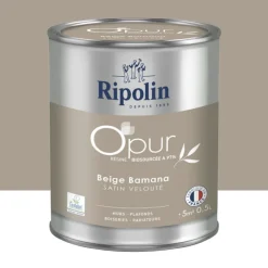 Peinture Murs, Boiseries, Radiateurs RIPOLIN OPur Satin velouté Beige bamana NP