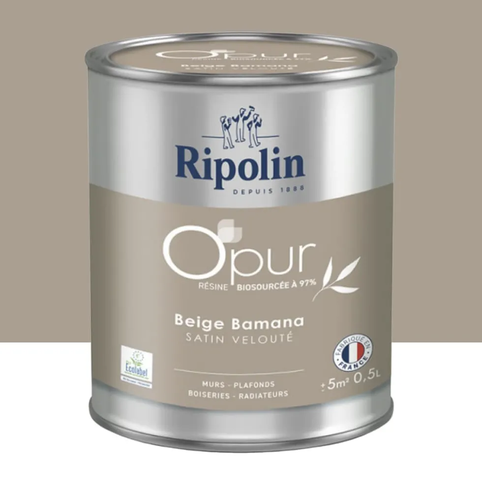 Peinture Murs, Boiseries, Radiateurs RIPOLIN OPur Satin velouté Beige bamana NP