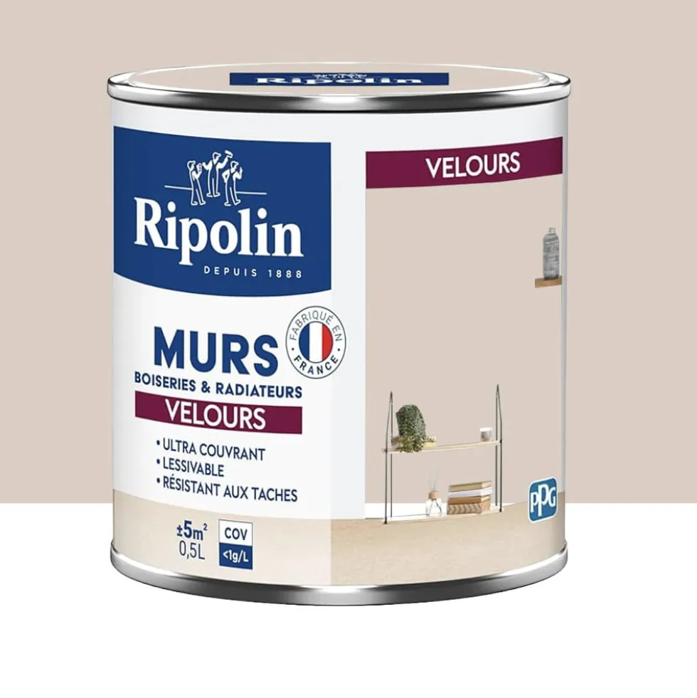 Peinture Murs, Boiseries, Radiateurs RIPOLIN Velours Café au lait