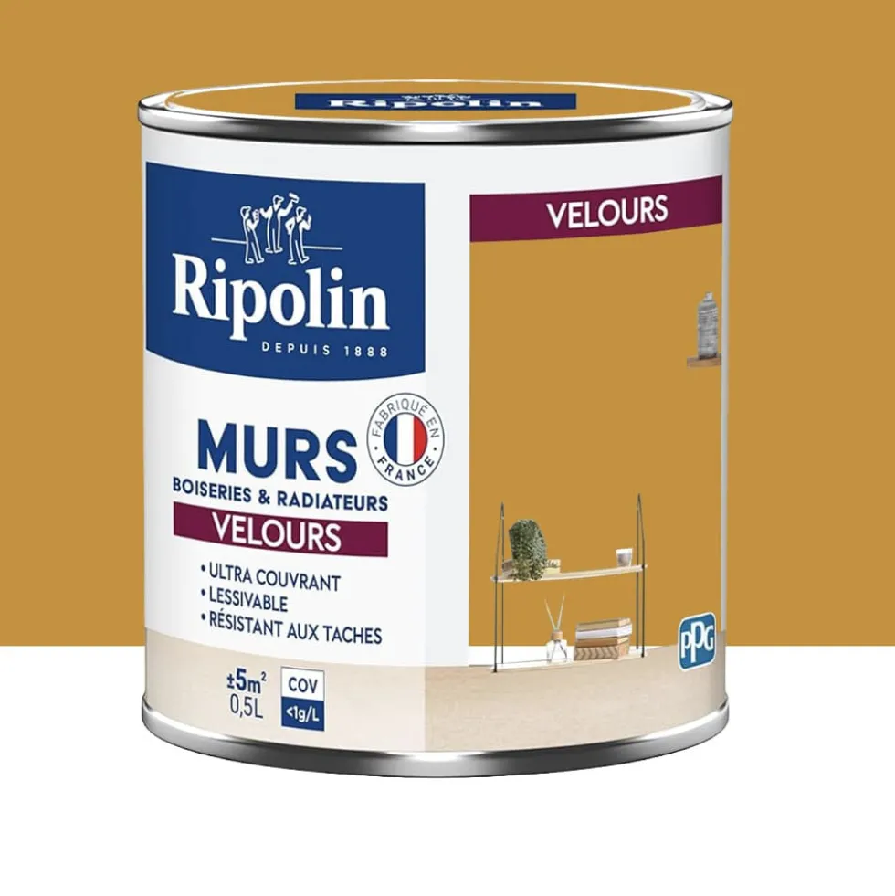 Peinture Murs, Boiseries, Radiateurs RIPOLIN Velours Jaune ambré