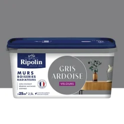 Peinture murs, boiseries, radiateurs RIPOLIN Velours Gris Ardoise