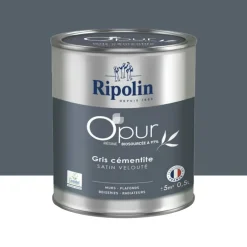 Peinture Murs, Boiseries, Radiateurs RIPOLIN OPur Satin velouté Gris cementite NP