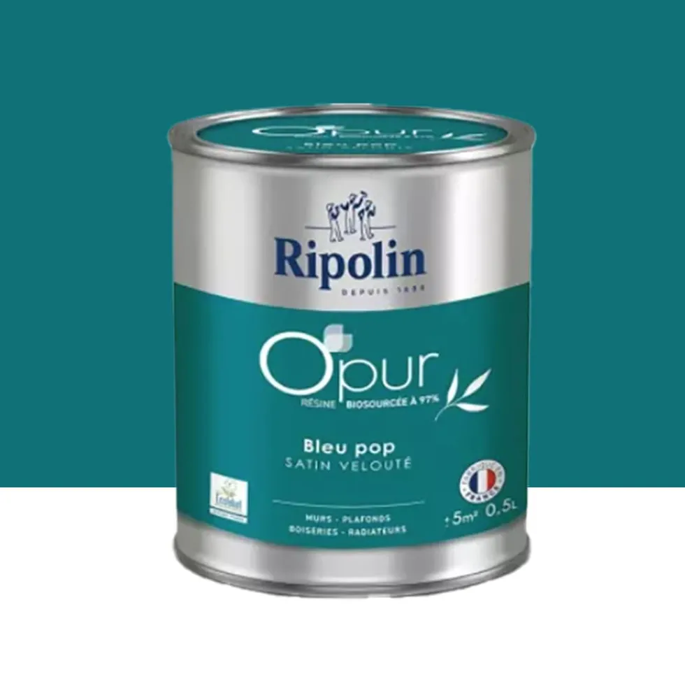 Peinture Murs, Boiseries, Radiateurs RIPOLIN OPur Satin Bleu pop NP