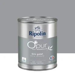 Peinture Murs, Boiseries, Radiateurs RIPOLIN OPur Satin velouté Gris galet NP