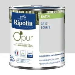 Peinture Murs, Boiseries, Radiateurs RIPOLIN OPur Satin Gris souris