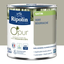 Peinture Murs, Boiseries, Radiateurs RIPOLIN OPur Satin Vert bourrache
