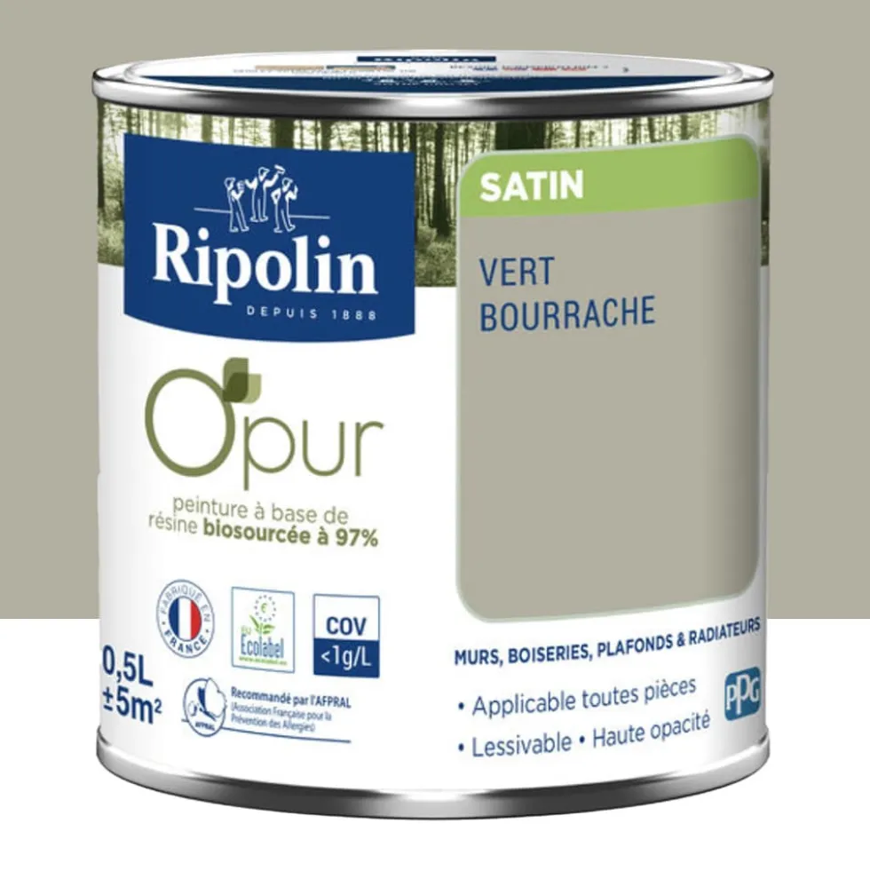 Peinture Murs, Boiseries, Radiateurs RIPOLIN OPur Satin Vert bourrache