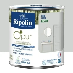 Peinture Murs, Boiseries, Radiateurs RIPOLIN OPur Satin Gris lomé