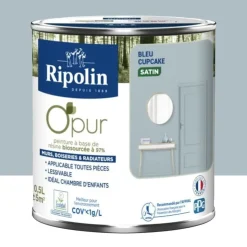 Peinture Murs, Boiseries, Radiateurs RIPOLIN OPur Satin Bleu cupcake