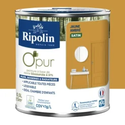 Peinture Murs, Boiseries, Radiateurs RIPOLIN OPur Satin Jaune ambré